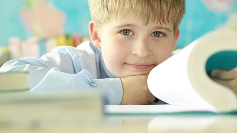 Happy schoolboy with book. Stock Footage 78239695