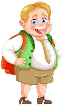 Happy Schoolboy Ready for Class Stock Illustration