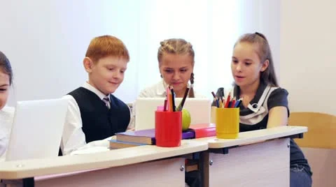 Happy schoolchildren Stock Footage 11881817