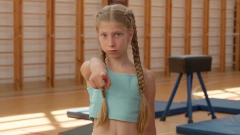 Happy schoolgirl little kid pupil smiling girl teen daughter child student Vidéo 294227011