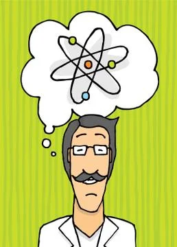 Happy scientist thinking Stock Illustration