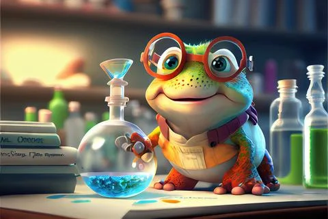 Happy Scientist Turtle Mutant Stock Illustration