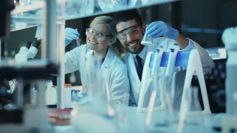 Happy Scientists Posing Stock Footage 142226188