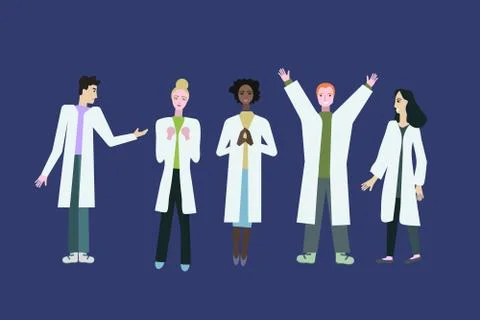 Happy scientists team Stock Illustration