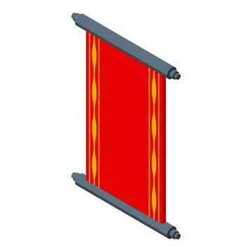 Happy scroll icon isometric vector. China decoration Stock Illustration