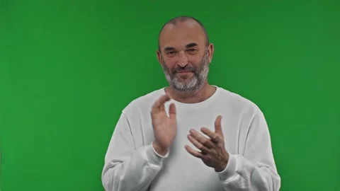 Happy senior bearded man clapping hands Stock Footage 168537007