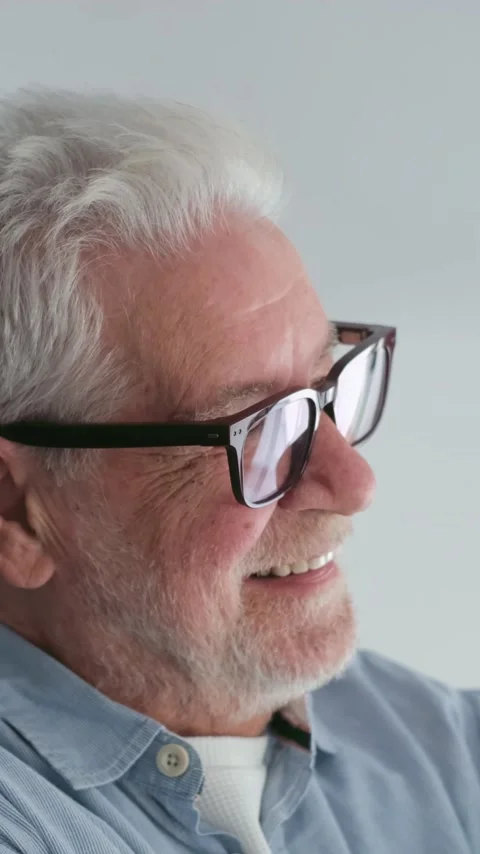 Happy Senior Man with Gray Stock Footage 332684813