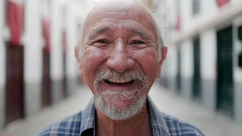 Happy senior man smiling on camera outdoor - Elderly lifestyle Stock Footage 239455288
