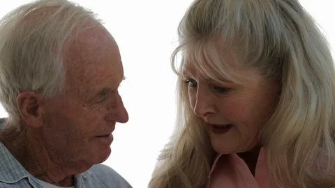 Happy senior man talking with his wife. Video stock 88342558