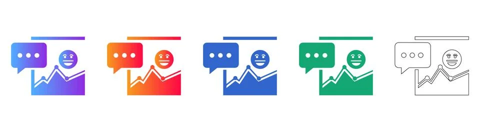 Happy Sentiment Analysis Graph Icons Illustrazione stock