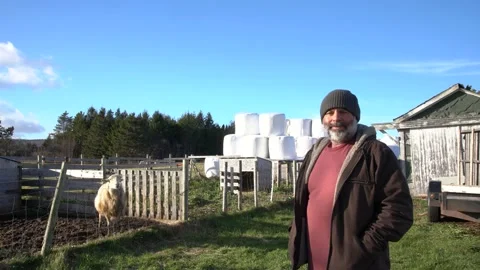 A happy sheep farmer Stock Footage 166534562