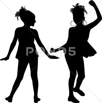 Happy silhouettes children Stock Illustration