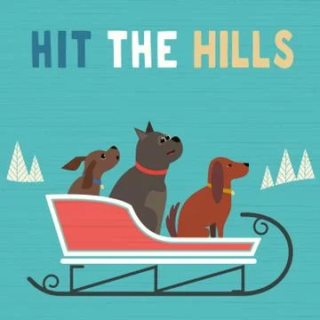 Happy sledding party invitation vector poster Stock Illustration