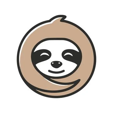 Happy sloth face in circle design. Adorable cartoon sloth with a smiling fa.. Stock-Illustration