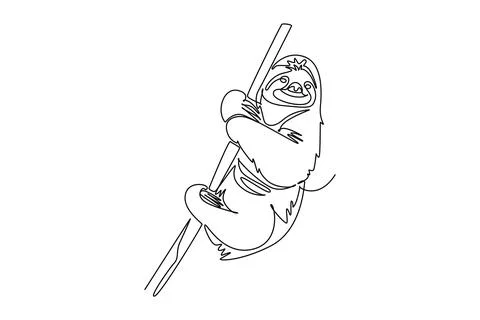 Happy sloth hanging lazily from a tree branch Ilustração Stock