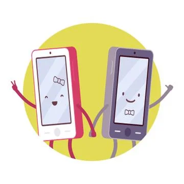 Happy smartphone pair Stock Illustration