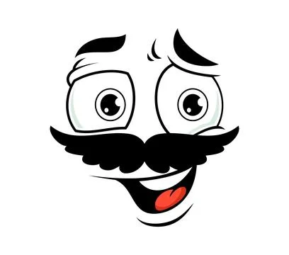 Happy smile emotion expression face with mustaches Stock Illustration