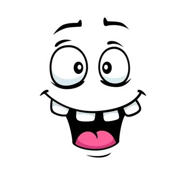 Happy smile face with silly look and funny emotion Stock Illustration