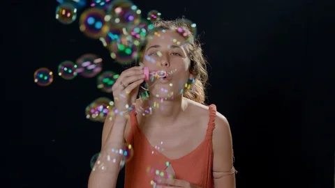 Happy Smile fun Soap Bubbles Stock Footage 89452386