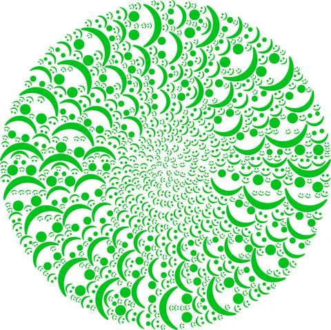 Happy Smile Icon Exploding Spheric Cluster Collage Illustrazione stock