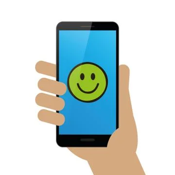 Happy smiley feedback in smartphone Stock Illustration