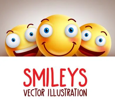 Happy smileys funny vector background with different smile Stock Illustration