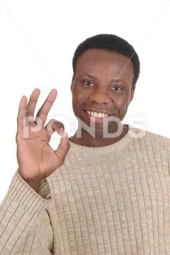 Happy smiling African man sign ok Stock Photos