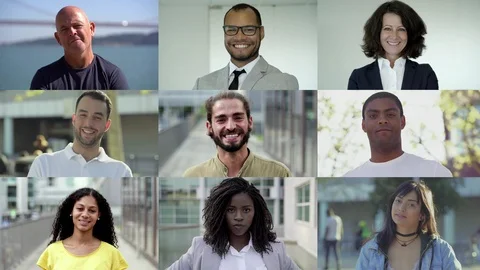 Happy smiling citizens looking at camera Stock Footage 114567604