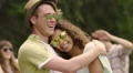 Happy smiling couple flirting and hugging at dance party, healthy relationship HD Footage