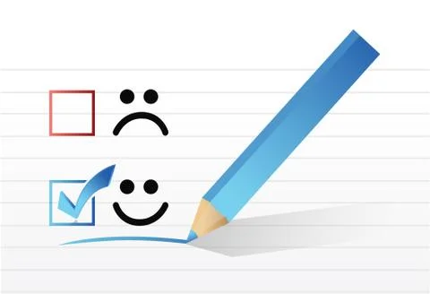 Happy smiling face check mark concept illustration Stock Illustration