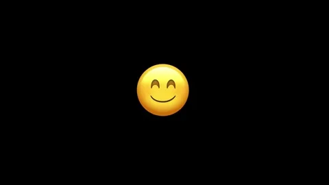 Happy smiling face emoji expression on black background Stock Footage 329406468