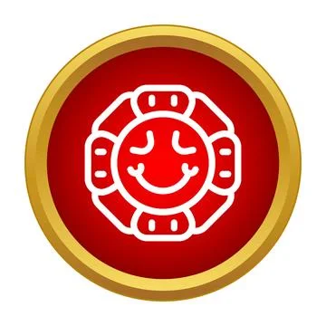 Happy smiling face round icon button Stock Illustration