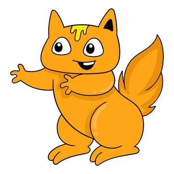 Happy smiling orange faced squirrel, doodle icon image kawaii Stock Illustration