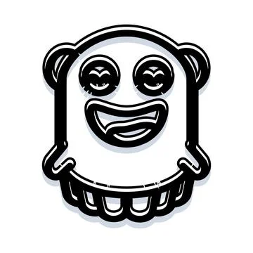 Happy smiling spooky ghost character cartoon emoticon Stock Illustration