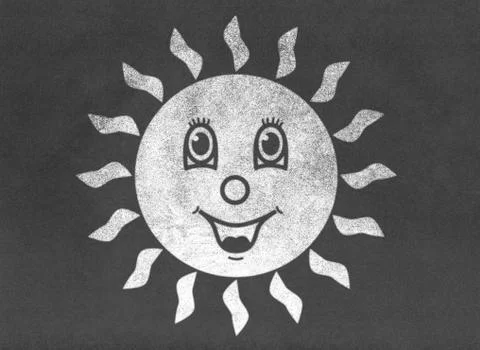 Happy smiling sun on chalkboard Stock Illustration