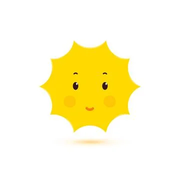 Happy Smiling Sun, vector isolated icon. Cute shine shape. Kawaii style concept Stock Illustration