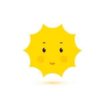 Happy Smiling Sun, vector isolated icon. Cute shine shape. Kawaii style concept Stock Illustration