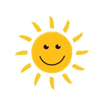 Happy smiling sun on white background Illustrazione stock
