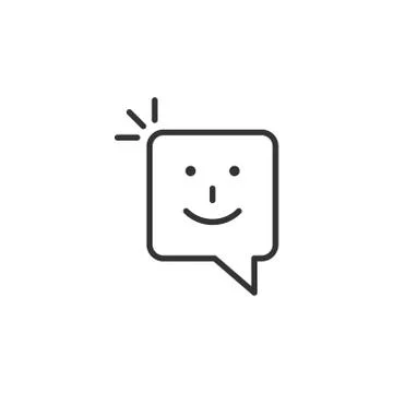 Happy sms icon in flat style. Message speech bubble vector illustration on wh Illustrazione stock
