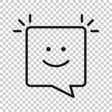 Happy sms icon in flat style. Message speech bubble vector illustration on wh 스톡 일러스트