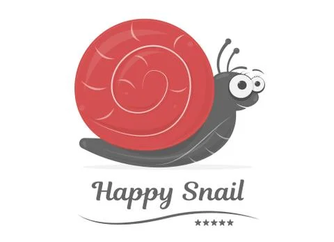 Happy snail isolated on white background. Cartoon character vector illustration. Stock Illustration