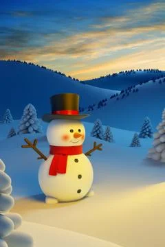 Happy snowman Stock Illustration