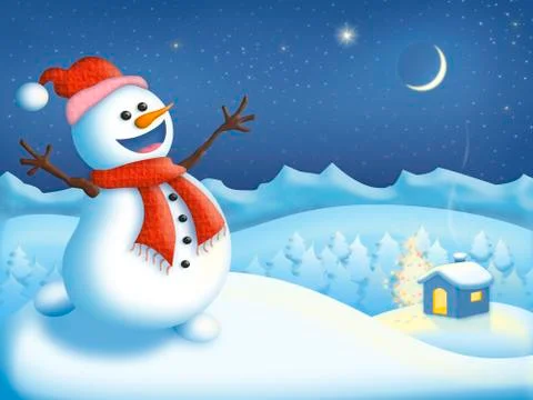 Happy snowman Stock Illustration
