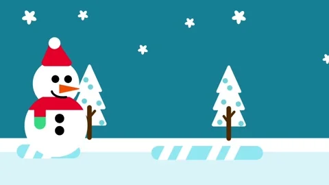 Happy Snowman in Winter Forest Stock Footage 335633387