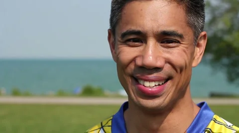 Happy soccer player, close up of face Stock Footage 6115580