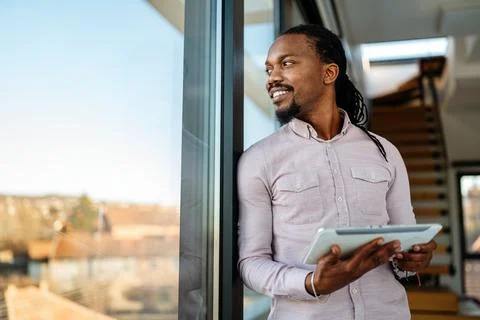 Happy software developer man working on project. Programming advanced code .. 写真素材