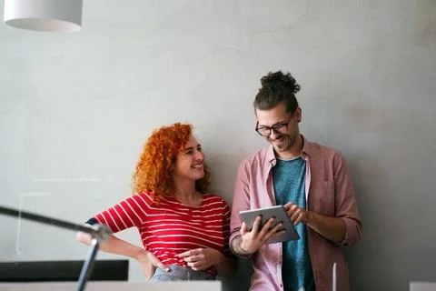 Happy software developers working on meeting, Programming advanced code art.. 스톡 사진