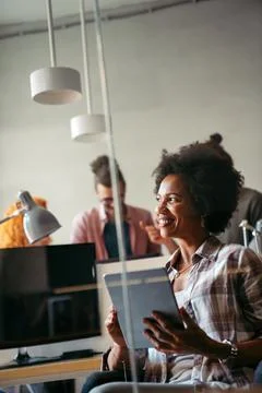 Happy software developers working on meeting, Programming advanced code art.. 写真素材