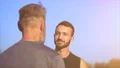 The happy son and a father talking outdoor. slow motion 4k or 4k+ Resolution