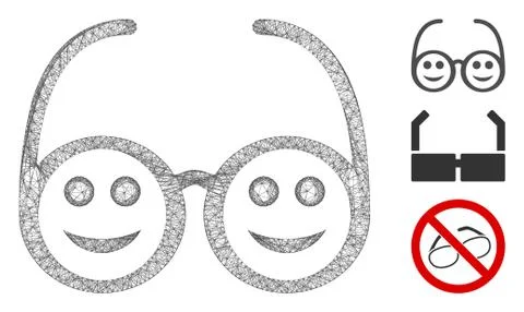 Happy Spectacles Polygonal Web Vector Mesh Illustration Stock Illustration